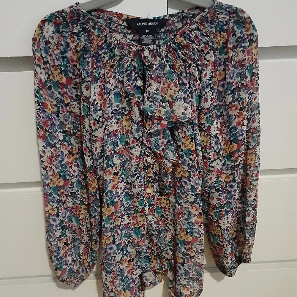Ralph Lauren floral print blouse girls size 10